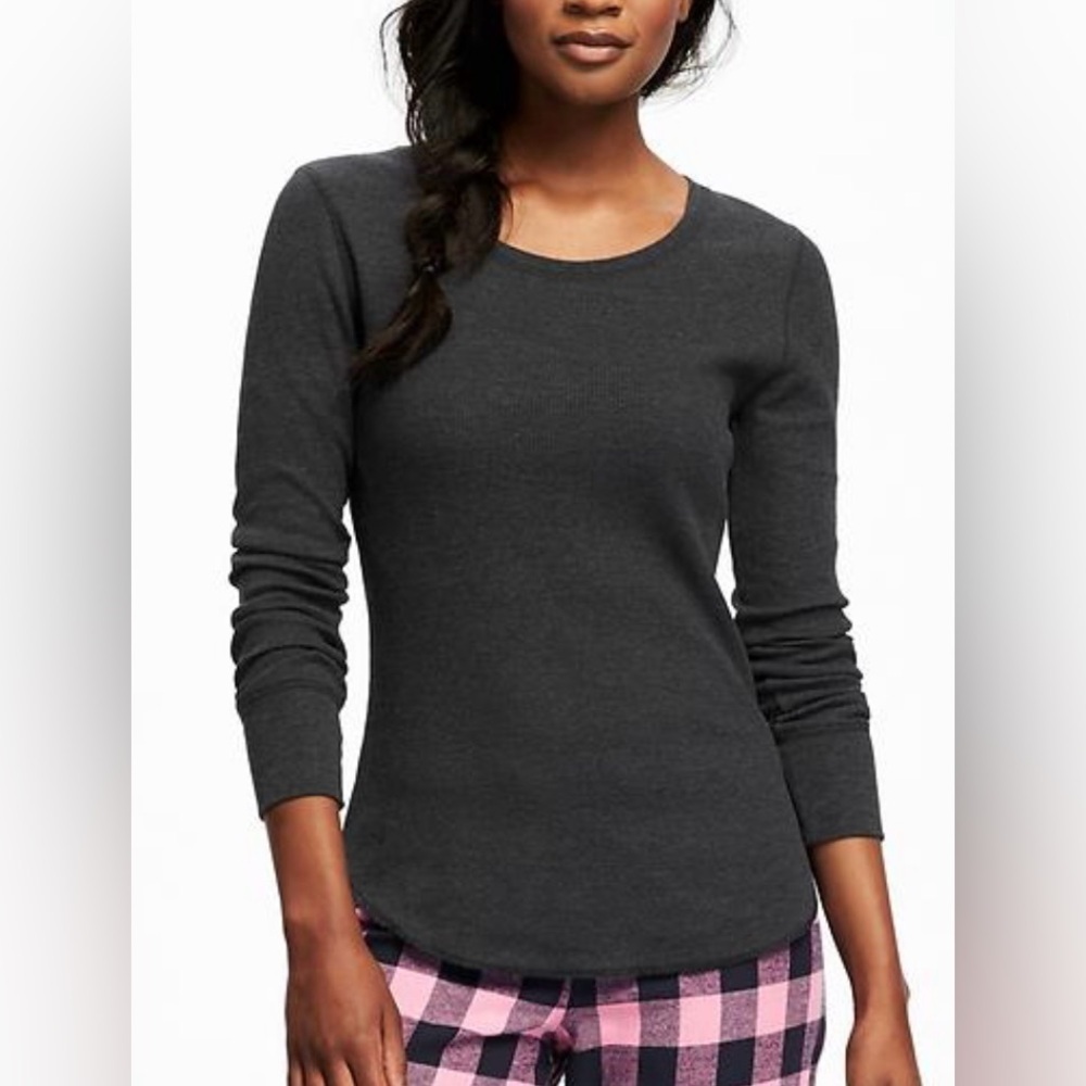 OLD NAVY thermal crewneck pullover long sleeve layering top charcoal gray size L